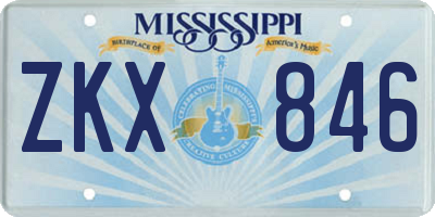MS license plate ZKX846