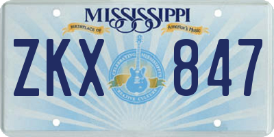 MS license plate ZKX847