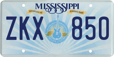 MS license plate ZKX850