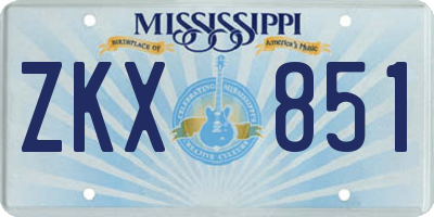 MS license plate ZKX851