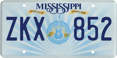 MS license plate ZKX852