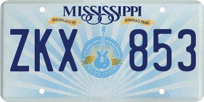MS license plate ZKX853