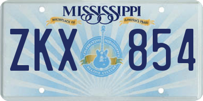 MS license plate ZKX854