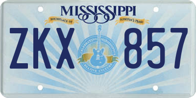 MS license plate ZKX857