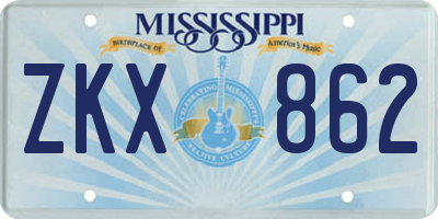 MS license plate ZKX862