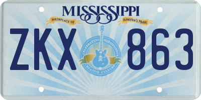 MS license plate ZKX863