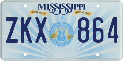 MS license plate ZKX864