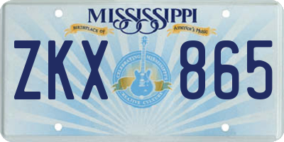 MS license plate ZKX865