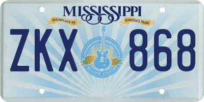 MS license plate ZKX868