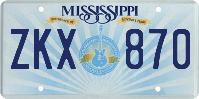 MS license plate ZKX870