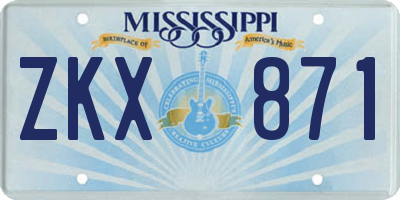MS license plate ZKX871