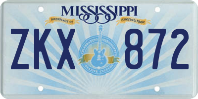 MS license plate ZKX872