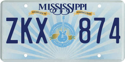 MS license plate ZKX874