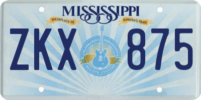 MS license plate ZKX875