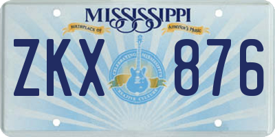 MS license plate ZKX876