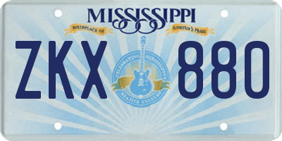 MS license plate ZKX880