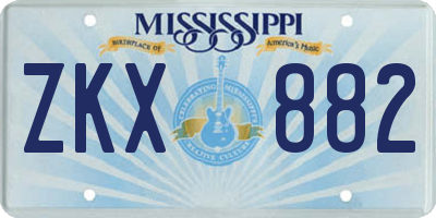 MS license plate ZKX882