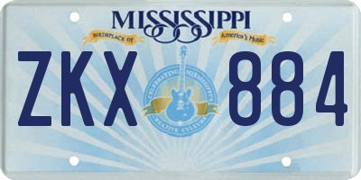 MS license plate ZKX884