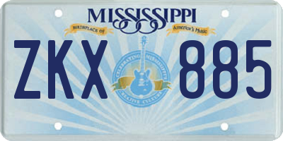 MS license plate ZKX885