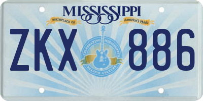 MS license plate ZKX886
