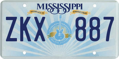 MS license plate ZKX887