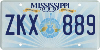 MS license plate ZKX889