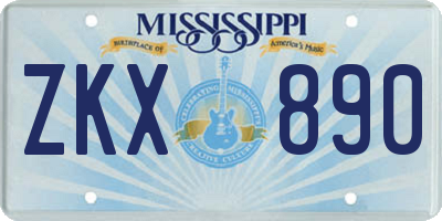 MS license plate ZKX890