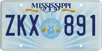 MS license plate ZKX891