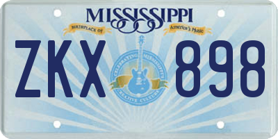 MS license plate ZKX898