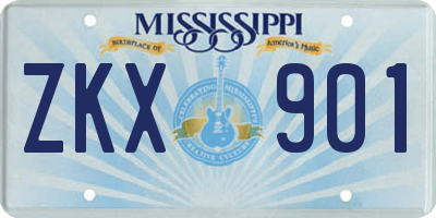 MS license plate ZKX901
