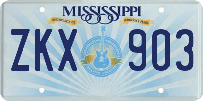 MS license plate ZKX903