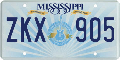 MS license plate ZKX905