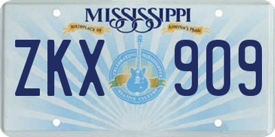 MS license plate ZKX909