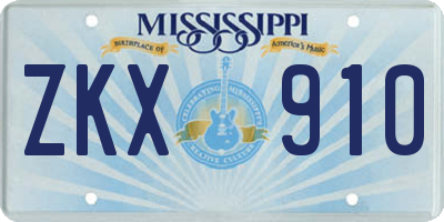 MS license plate ZKX910
