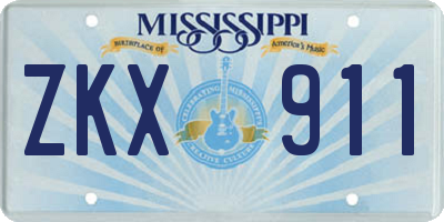 MS license plate ZKX911