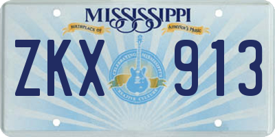 MS license plate ZKX913