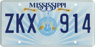 MS license plate ZKX914