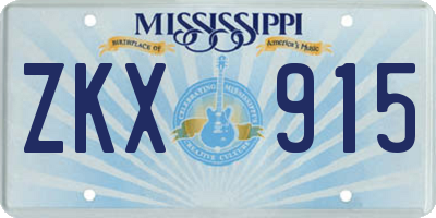 MS license plate ZKX915