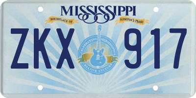 MS license plate ZKX917
