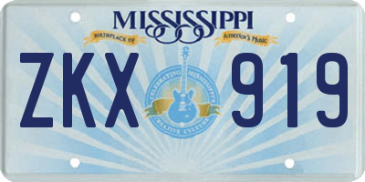 MS license plate ZKX919