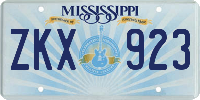 MS license plate ZKX923