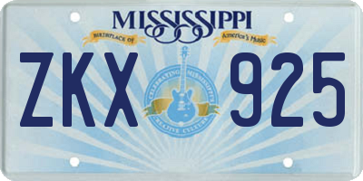 MS license plate ZKX925
