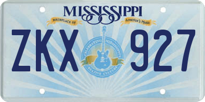 MS license plate ZKX927