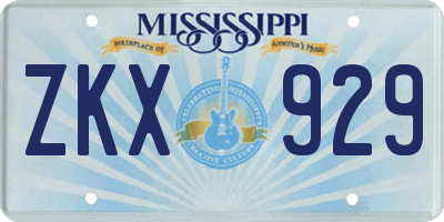 MS license plate ZKX929