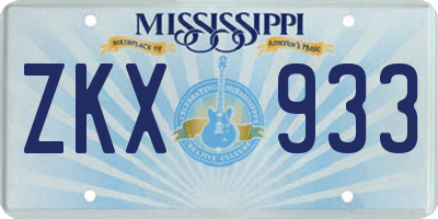 MS license plate ZKX933