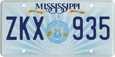 MS license plate ZKX935