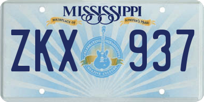 MS license plate ZKX937