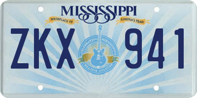 MS license plate ZKX941