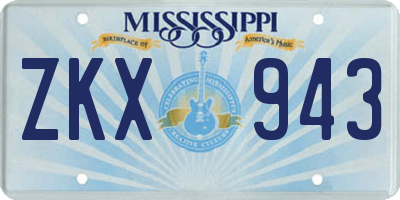 MS license plate ZKX943