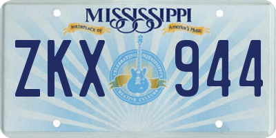 MS license plate ZKX944